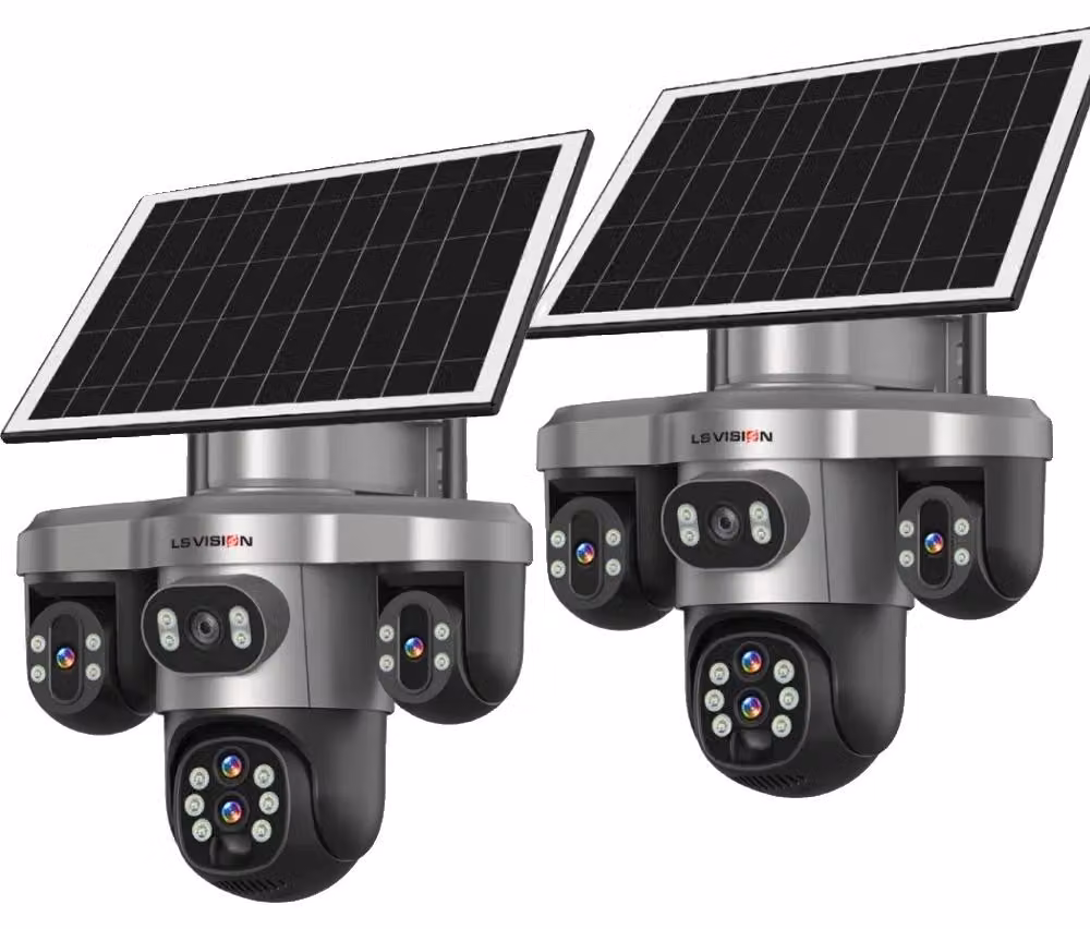 Telecamera di sicurezza, zoom ottico 10x, alimentata a energia solare, 2PC, 20MP, WiFi, zoom 10X