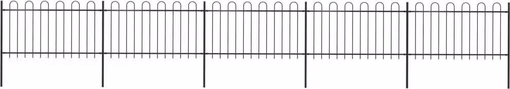 Recinzione da Giardino con Parte Superiore ad Anello in Acciaio 892,5x100 cm Nero