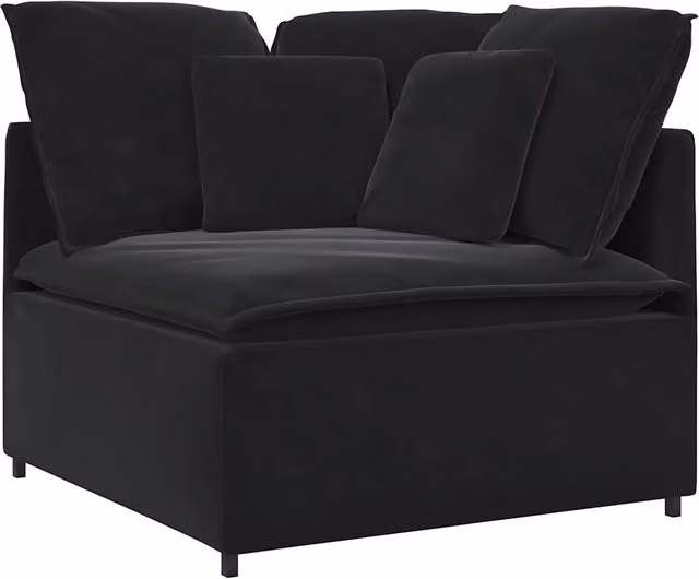 Modulo Angolare Divano Modulare con Cuscini Nero 100 cm CFW2942426