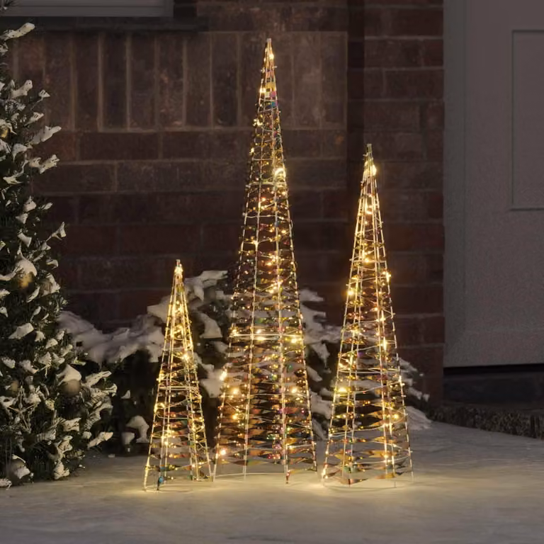 Maison Exclusive - Albero di Natale, confezione da 3, 90 LED bianco caldo, 20 x 20 x 80 cm, materiale: PET