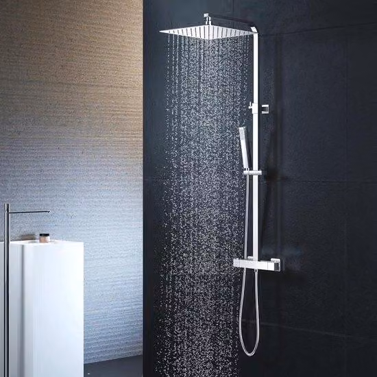 Cabina doccia con termostato in acciaio inossidabile, design in acciaio 304 cromato, dotazione completa