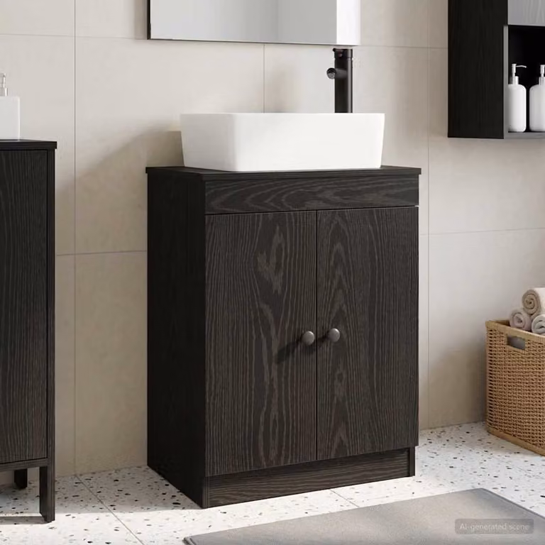 Mobile da bagno con lavabo vidaXL Nero L: 54 cm, P: 35 cm, H: 83 cm
