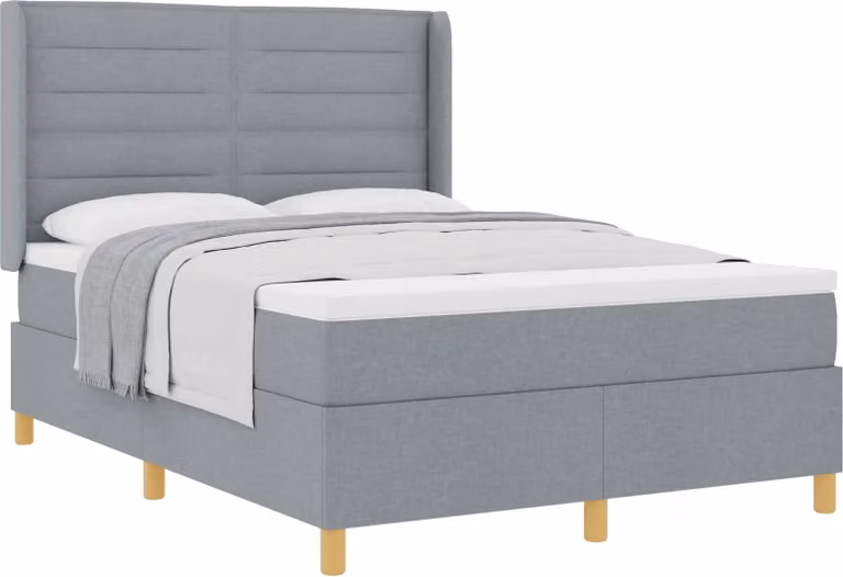 Letto a molle con materasso Grigio chiaro 160 x 200 cm Tessuto