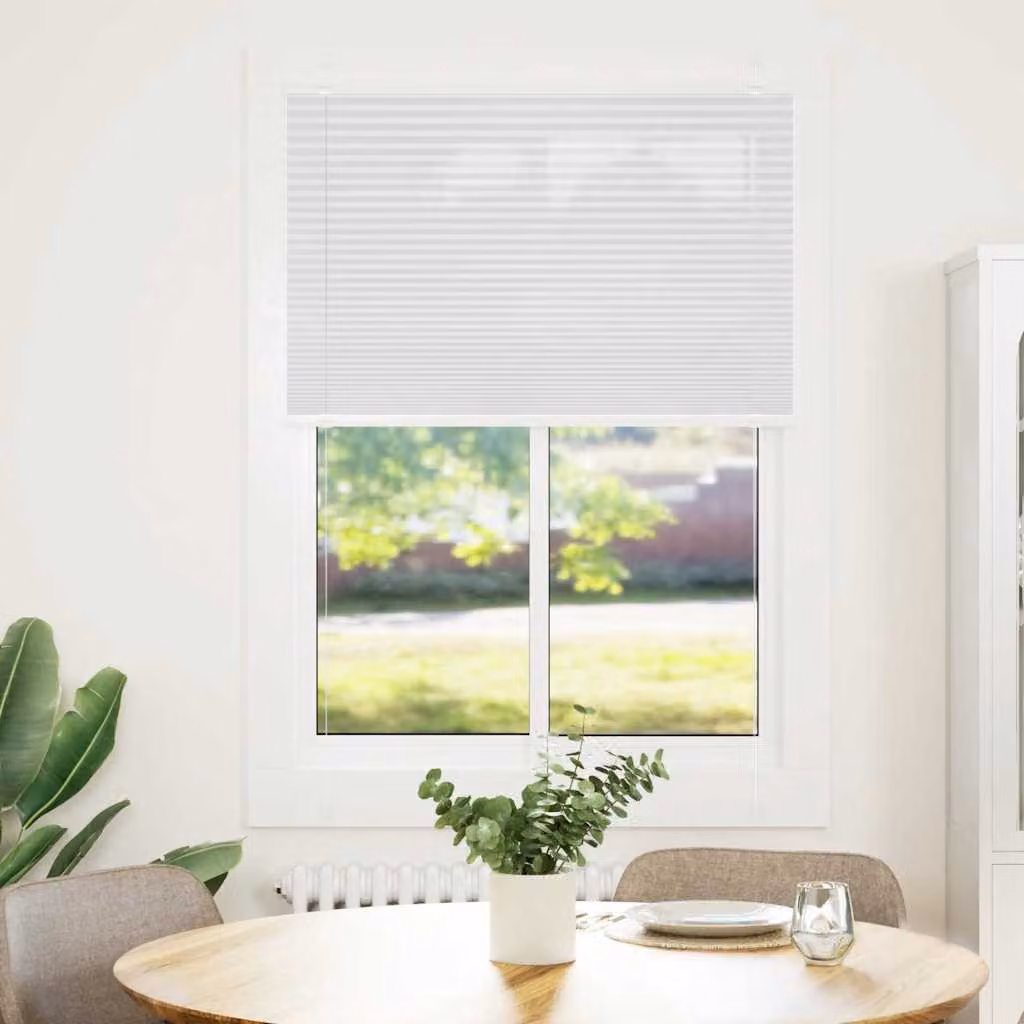 vidaXL Tenda Plissettata Bianca 95x100 cm Larghezza Tessuto 94,4 cm
