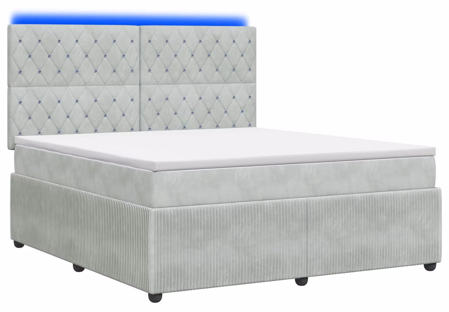 Letto a molle LED con materasso grigio chiaro 140 x 200 cm in velluto