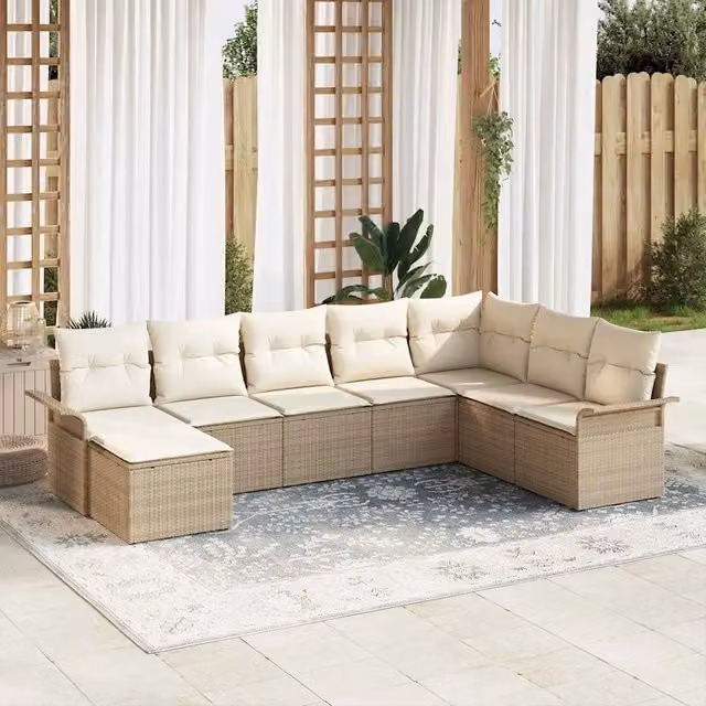 Set Divano da Giardino 8 pz Beige polyrattan 3345481