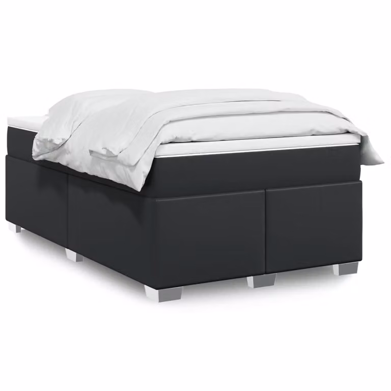 Giroletto a molle con materasso vidaXL in similpelle nera L: 120 cm, P: 190 cm