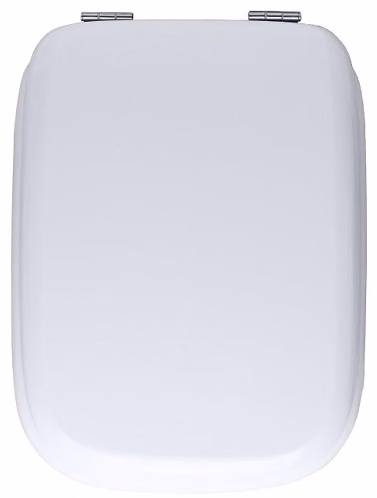 Schläfer 4649105- Sedile Copriwater Compatibile Ideal Standard Serie Tesi (T663001 ), Tavoletta WC in Mdf Bianco Lucido, Cerniere in Metallo, Ricambio con Forma Dedicata, 42 x 34,2 cm