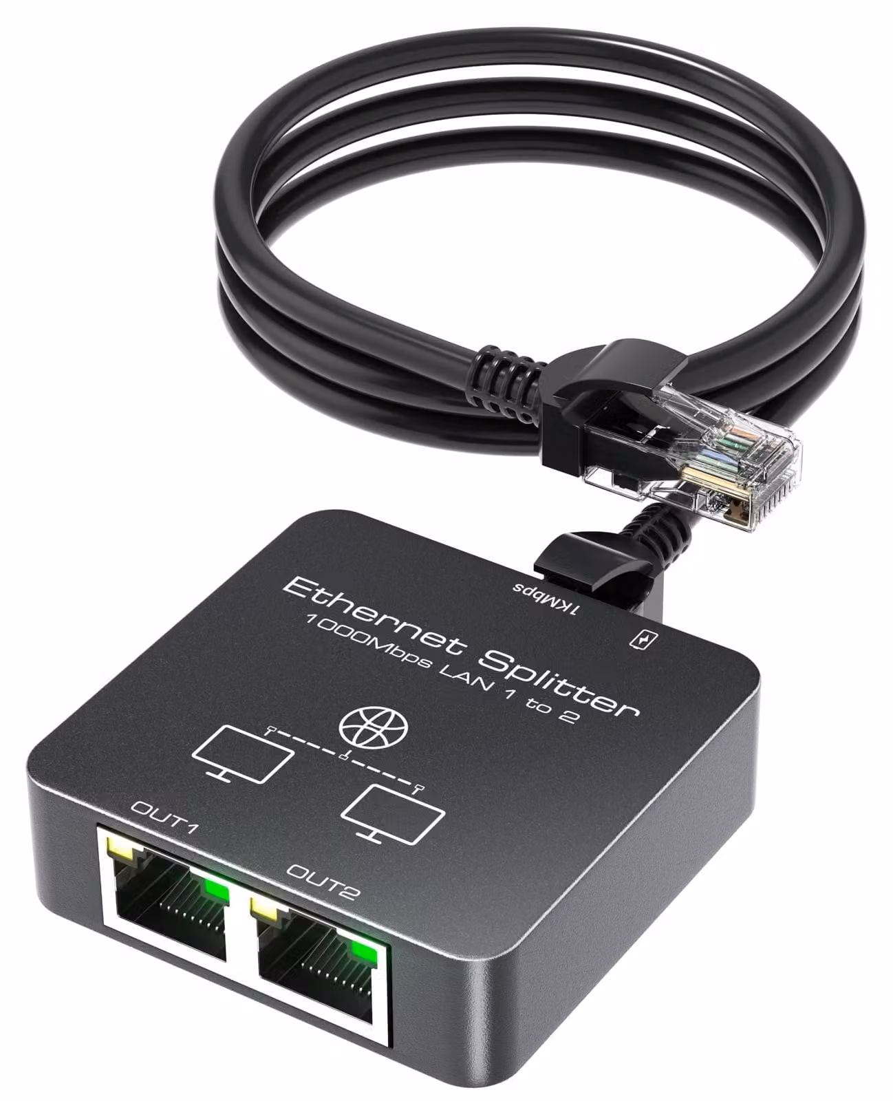 Splitter di rete - 1 a 2 porte - RJ45 - 1000 Mbps - Cat6, Cat5e, Cat5, Cat4, Cat3