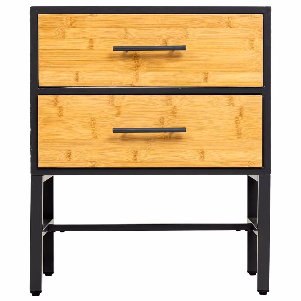 Comodino industrial Wanderlust Deco in metallo e legno nero L: 50 cm, P: 35 cm, H: 60 cm – 2