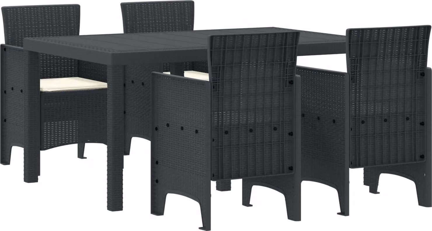 Maison Exclusive - Set da pranzo per esterno, 5 pezzi, rattan sintetico grigio antracite