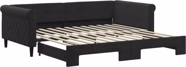 Divano letto | Sof¨¤ letto | Letto singolo Estraibile Nero 100x200 cm in Velluto