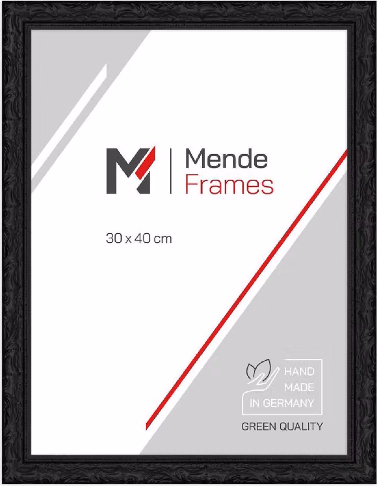 Cornice Barocca in Legno MendeFrames H530 Nero 24x30 cm Vetro Normale