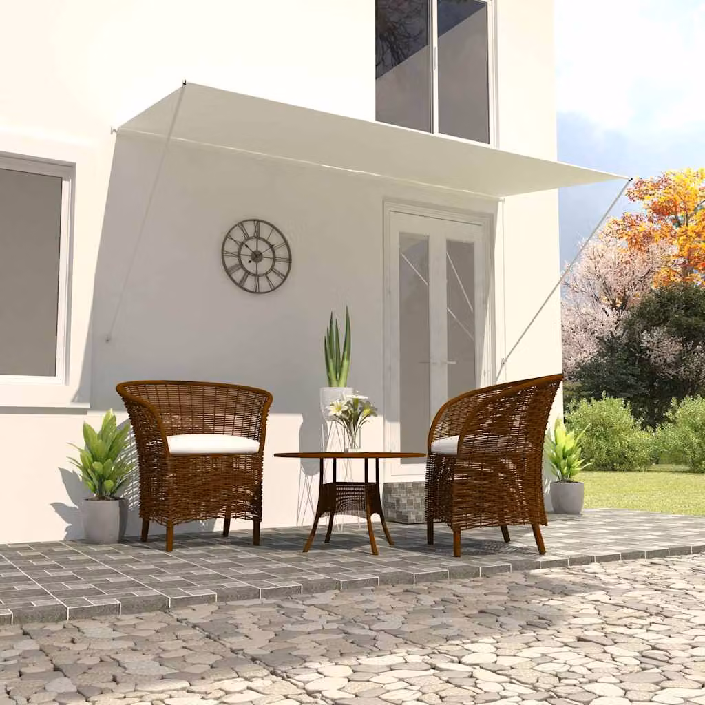 vidaXL Tenda da Sole Retrattile Manuale in Poliestere e Acciaio, Colore Beige, L 300 x P 150 cm