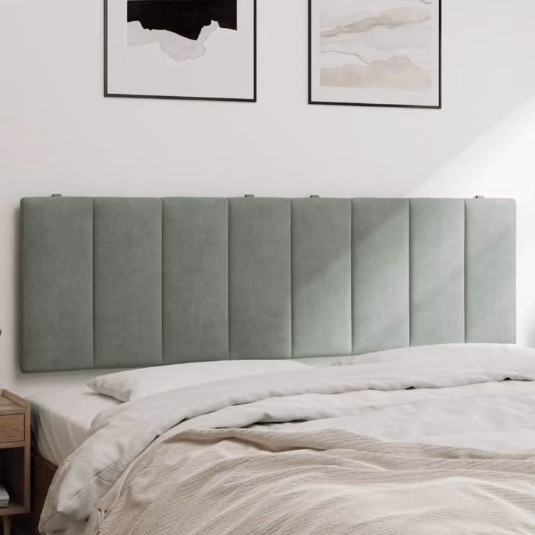 Cuscino Testiera vidaXL Hanko in Velluto Grigio Chiaro, Larghezza: 152 cm