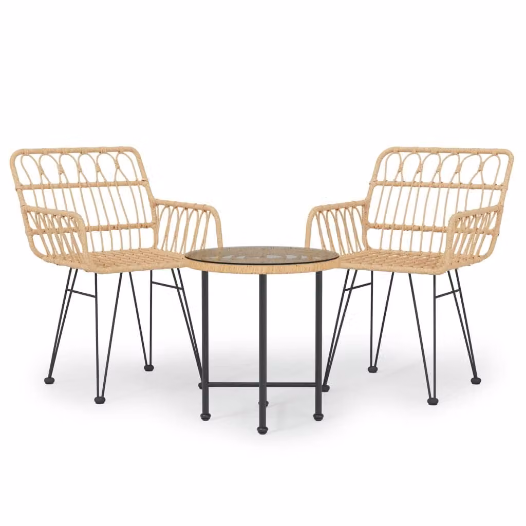 Set da Pranzo da Giardino 3 pz in Polyrattan