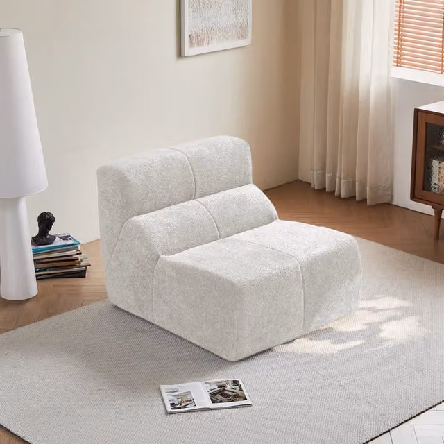 Poltrona in velluto con schiuma ad alta densità e design ergonomico senza montaggio bianco 94 × 110 × 79 cm