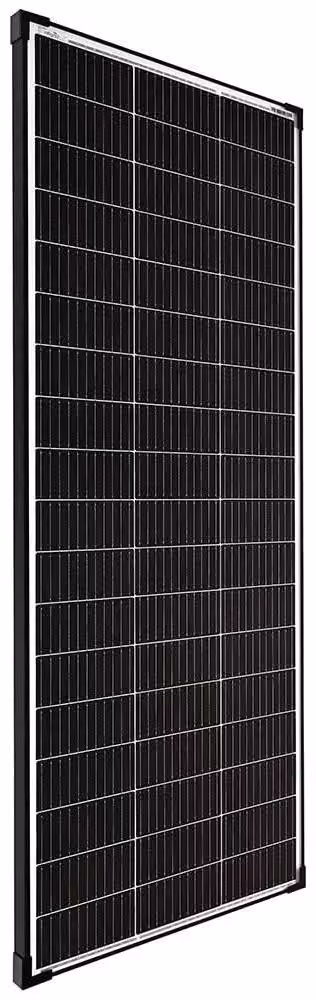 Modulo solare monocristallino da 200 W, 30 V, con cornice nera, dimensioni 172x59 cm