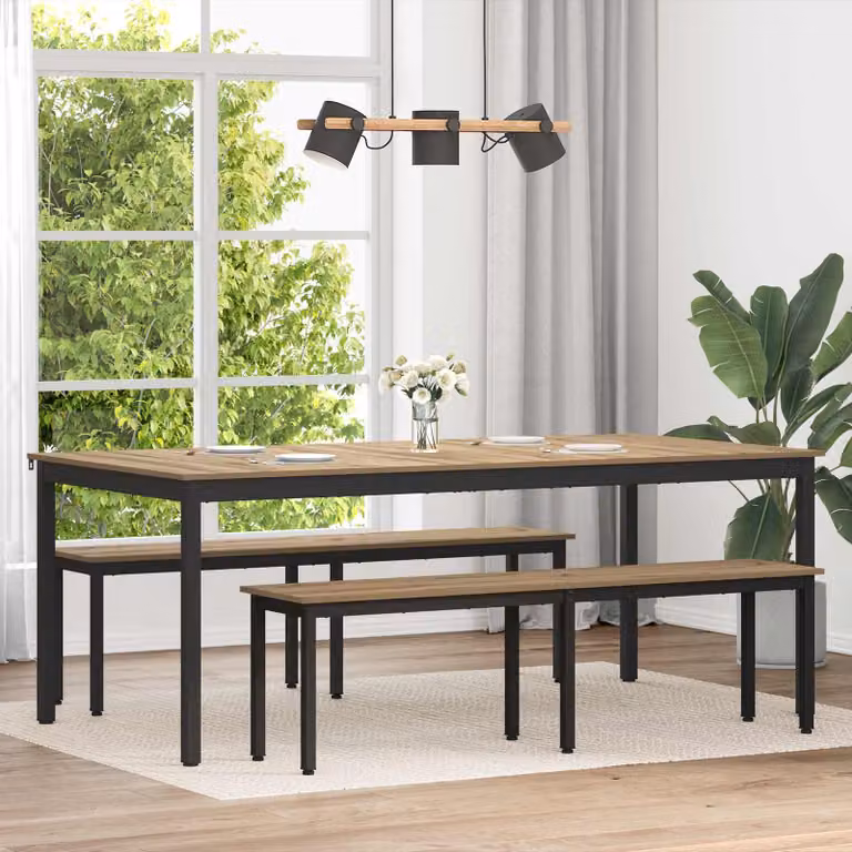 Tavolo da pranzo moderno vidaXL in legno ingegnerizzato e metallo, rettangolare, L: 200 cm, P: 100 cm, H: 75 cm, disponibile in nero o marrone