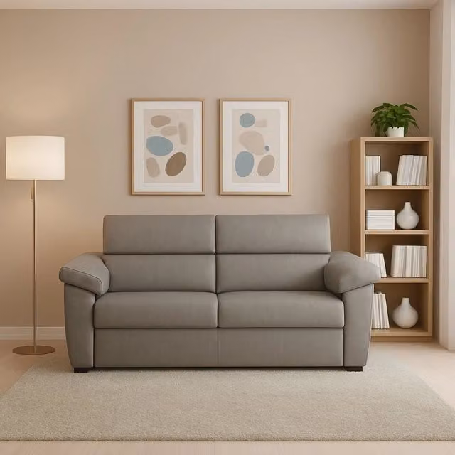 Divano 2 posti Pisogne DMORA in tessuto grigio con coperture sfoderabili e struttura in legno, L: 185 cm, P: 95 cm, H: 100 cm – 1