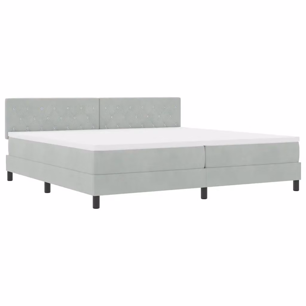Letto a molla con illuminazione LED vidaXL in velluto grigio, L/P/H: 200 x 200 x 280 cm – 2