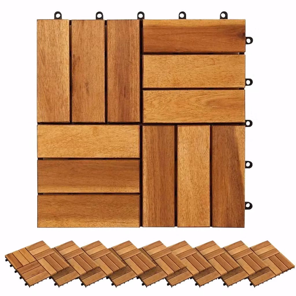 Set di 30 piastrelle per decking vidaXL in legno di acacia, colore marrone, 30 x 30 cm – 2