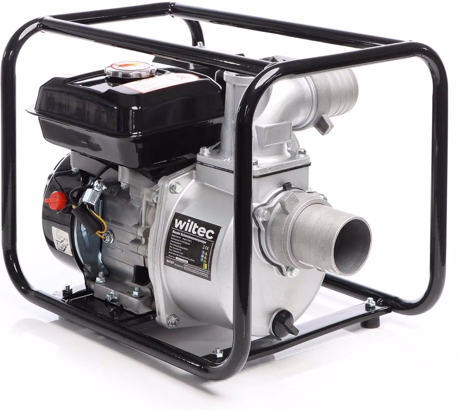 pompa per acque sporche a benzina, 4 kW, 48.000 litri/ora, con motore a 4 tempi; pompa di scarico con altezza di sollevamento di 28 metri; pompa per acqua, pompa da giardino con attacco da 80 mm (3")