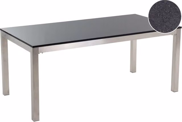 Tavolo da riunione Beliani per ufficio e casa con piano in pietra naturale nera e struttura in metallo, stile moderno, L: 180 cm, P: 90 cm, H: 76 cm
