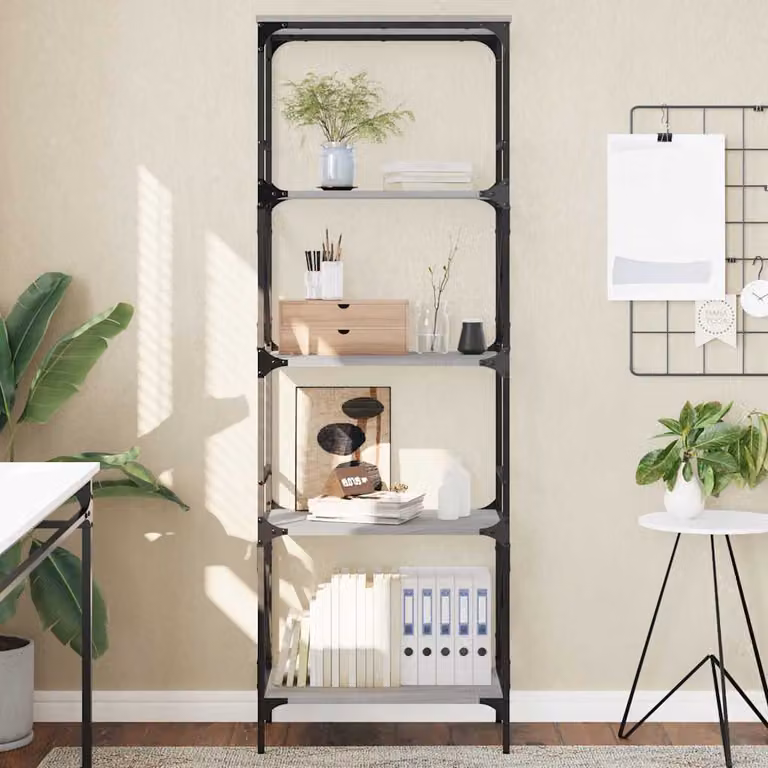 Libreria industrial vidaXL con 5 ripiani in stile moderno, colore grigio, L: 59 cm, P: 35 cm, H: 171 cm