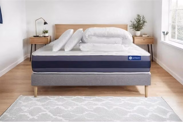 Pacchetto letto completo - Materasso 180x200cm + Box spring con doghe (kit) + 2 cuscini + Piumino - Actilatex Morpho