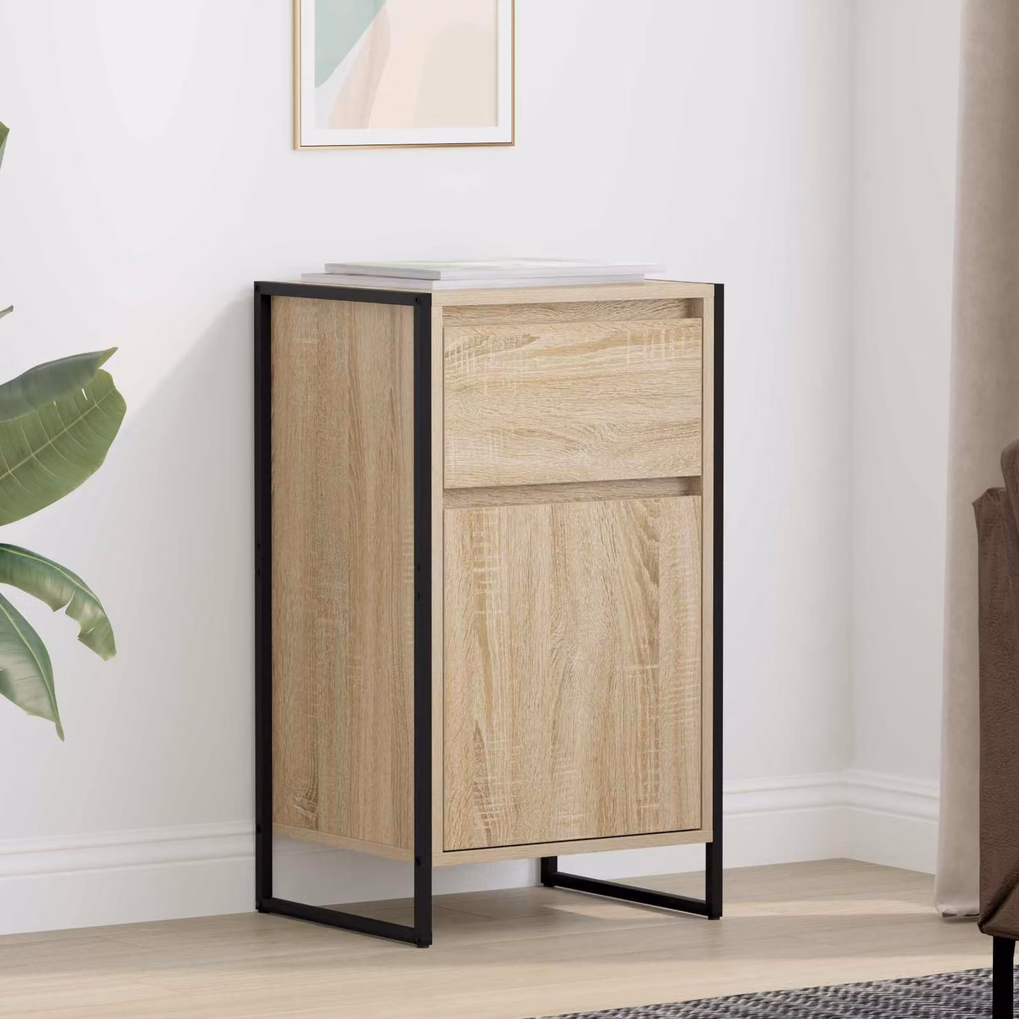 Credenza vidaXL in stile industrial color rovere, L: 43 cm, P: 36 cm, H: 75,5 cm