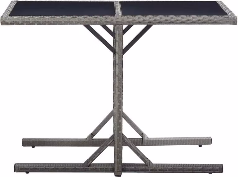Tavolo da Giardino Antracite 110x53x72 cm in Vetro e Polyrattan
