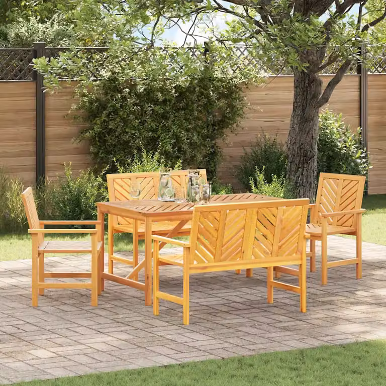 Set da pranzo per giardino e terrazzo vidaXL in legno di acacia oliato marrone, composto da 5 pezzi