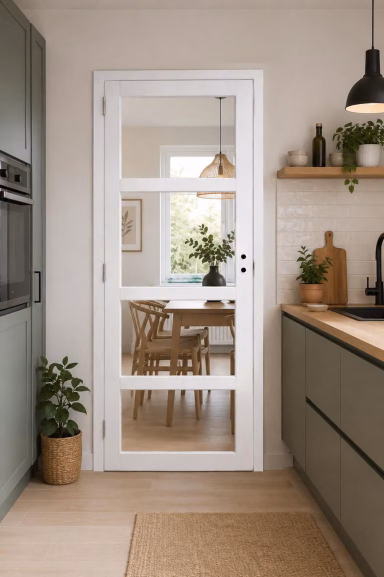 Blocco porta Tana Bianco Trasparente Vitreo H204 x L63 Spingendo Dritto Quote Quadro