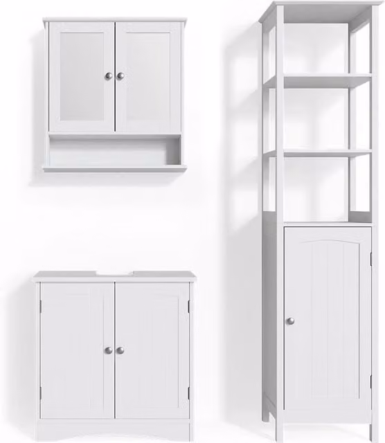 Set mobili bagno Bianco Bianco 3 pezzi Vicco