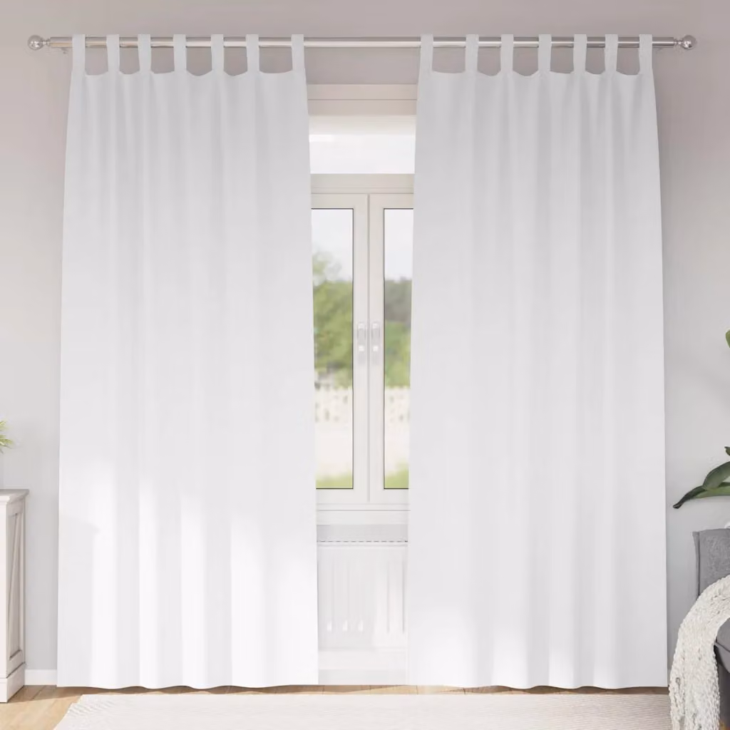Set di 2 tende blackout vidaXL con anelli, colore bianco puro, L: 140 cm x H: 260 cm