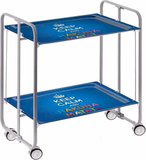 Carrello da cucina pieghevole Don Hierro moderno con 2 ripiani in metallo e plastica, disponibile in grigio o blu, L/P/H: 72 x 43 x 66 cm