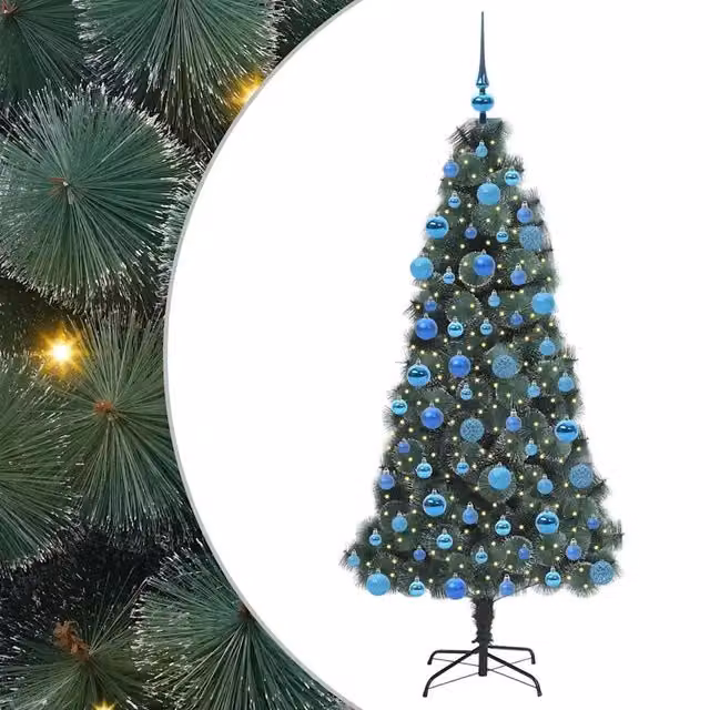 Albero di Natale moderno a forma di cono con illuminazione LED bianco caldo e decorazioni bianche, ideale per soggiorno o giardino