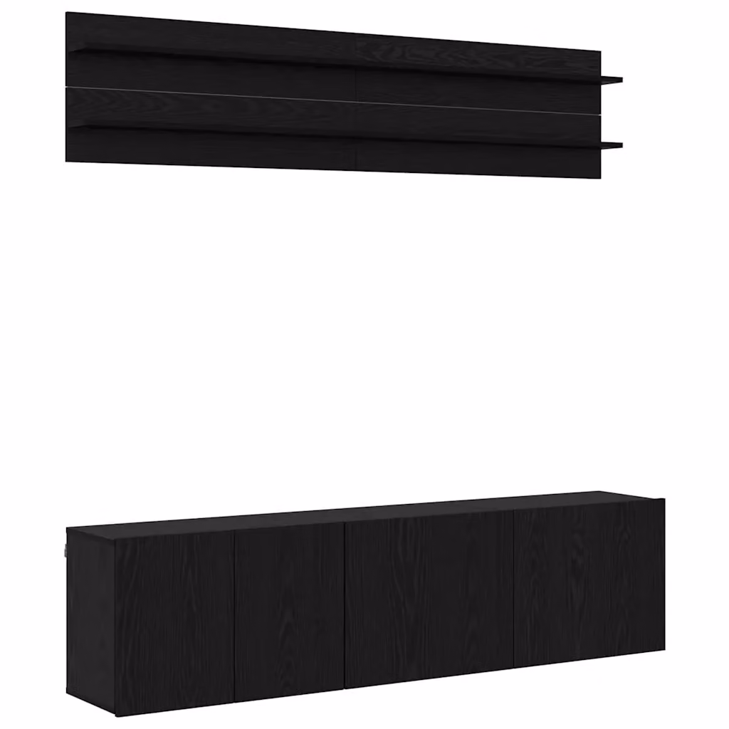 Mobile TV moderno vidaXL in legno Rovere e nero, credenza a parete con 6 scomparti, L: 60 cm, P: 30 cm, H: 41 cm – 2