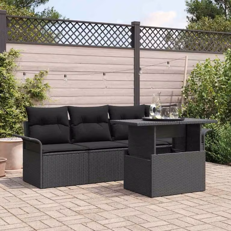 Maison Exclusive - Set da giardino composto da 5 pezzi. Colore: nero. Materiale: rattan sintetico
