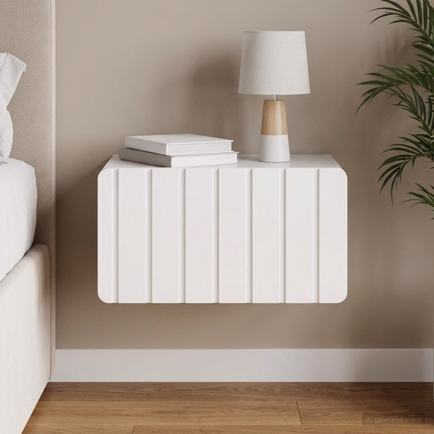 vidaXL Mobiletto da notte sospeso Bianco Lucido L: 49 cm, P: 34,5 cm, H: 24 cm