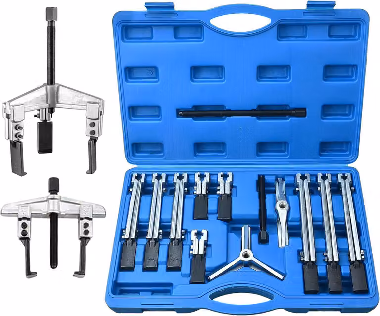 Set di utensili da 13 pezzi, estrattori universali interni ed esterni, a 2 e 3 bracci, con viti a passo 165/280 mm, per cuscinetti