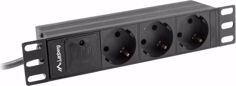 Lanberg PDU-03F-0200-IEC-BK Lanberg PDU Steckdosenleiste 10" 1U 3x Schuko C14 2m schw.