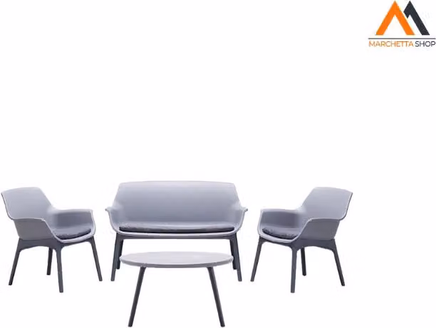 SET DA GIARDINO POLIPROPILENE 'LUXOR' grigio/antracite