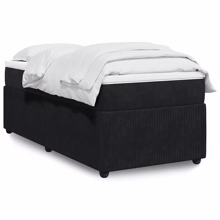vidaXL Giroletto a Molle con Materasso Ibrido in Velluto Nero L/P: 80 x 200 cm