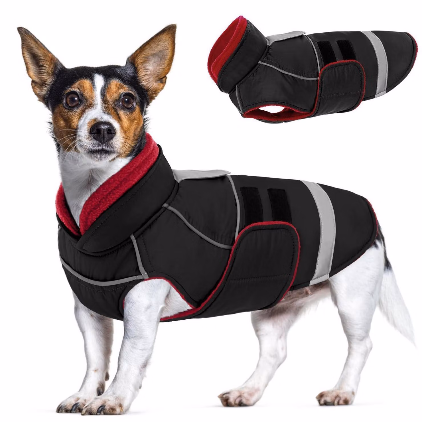 Cappotto impermeabile per cani, con apertura per guinzaglio, colore nero, taglia XS