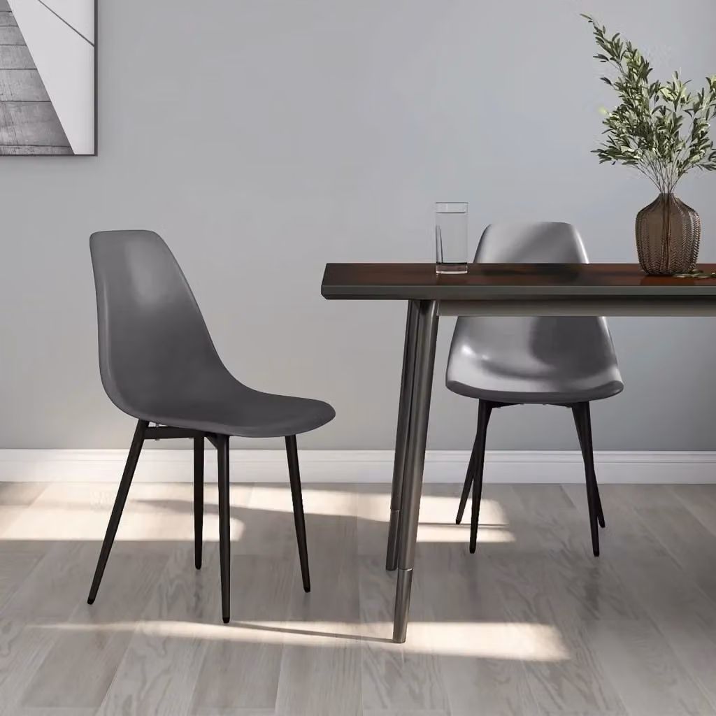 Set di 2 sedie da pranzo e cucina in plastica e metallo grigio opaco con design minimalista – 2