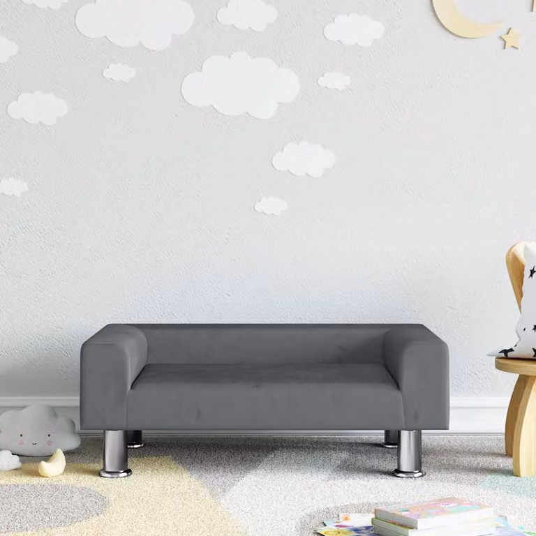 vidaXL Divano per Bambini in Velluto Grigio, L 70 cm x P 45 cm x H 26,5 cm