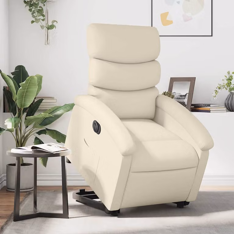 vidaXL Poltrona Alzapersona Reclinabile Beige in Similpelle con Assistenza Elettrica per Senior