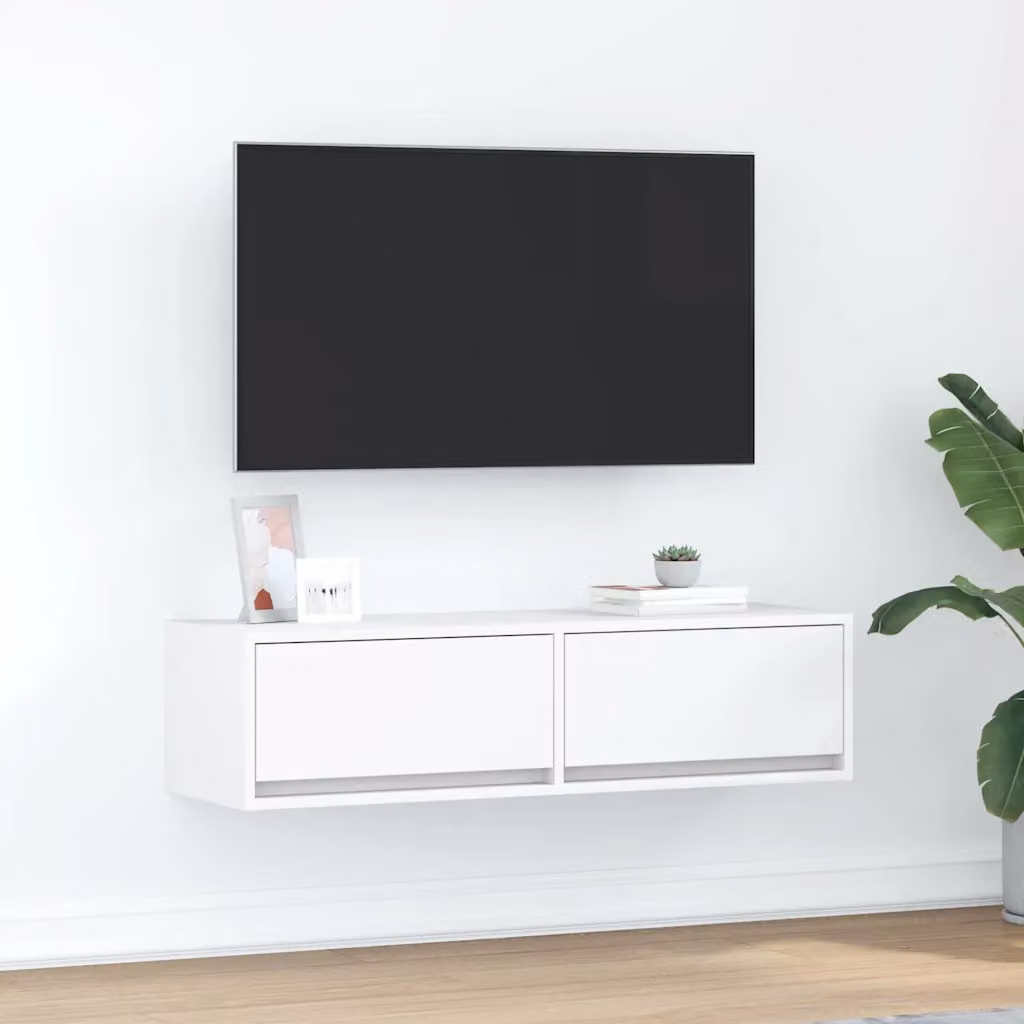 Mobile TV moderno vidaXL in legno MDF bianco L: 100 cm, P: 31 cm, H: 25,5 cm